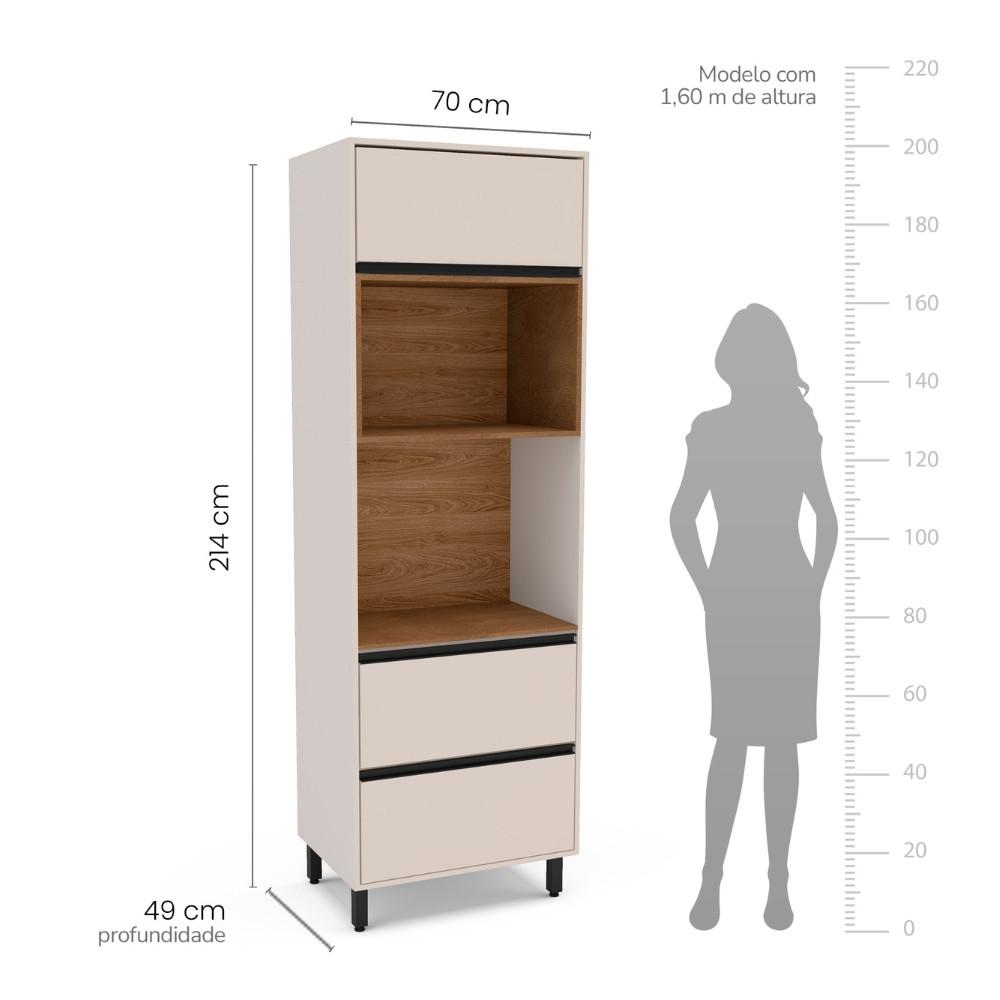 Paneleiro Torre Quente 2 Portas 1 Gaveta Koya Politorno Moveis - 3