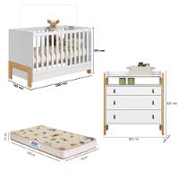 Quarto de Bebê Berço mini cama  Cômoda 3 Gavetas Fantasia Qmovi e Colchão Gazin - 2