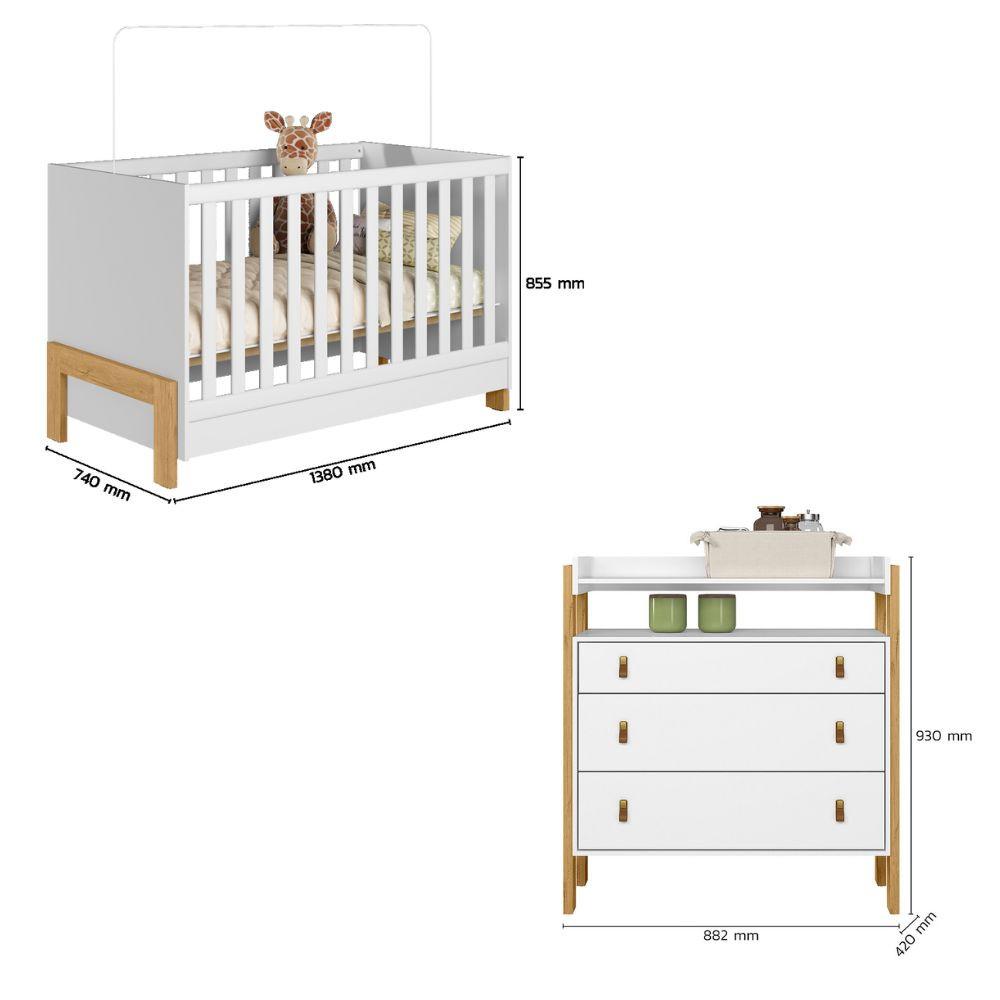 Quarto de Bebê Berço mini cama e Cômoda Fantasia Qmovi - 3