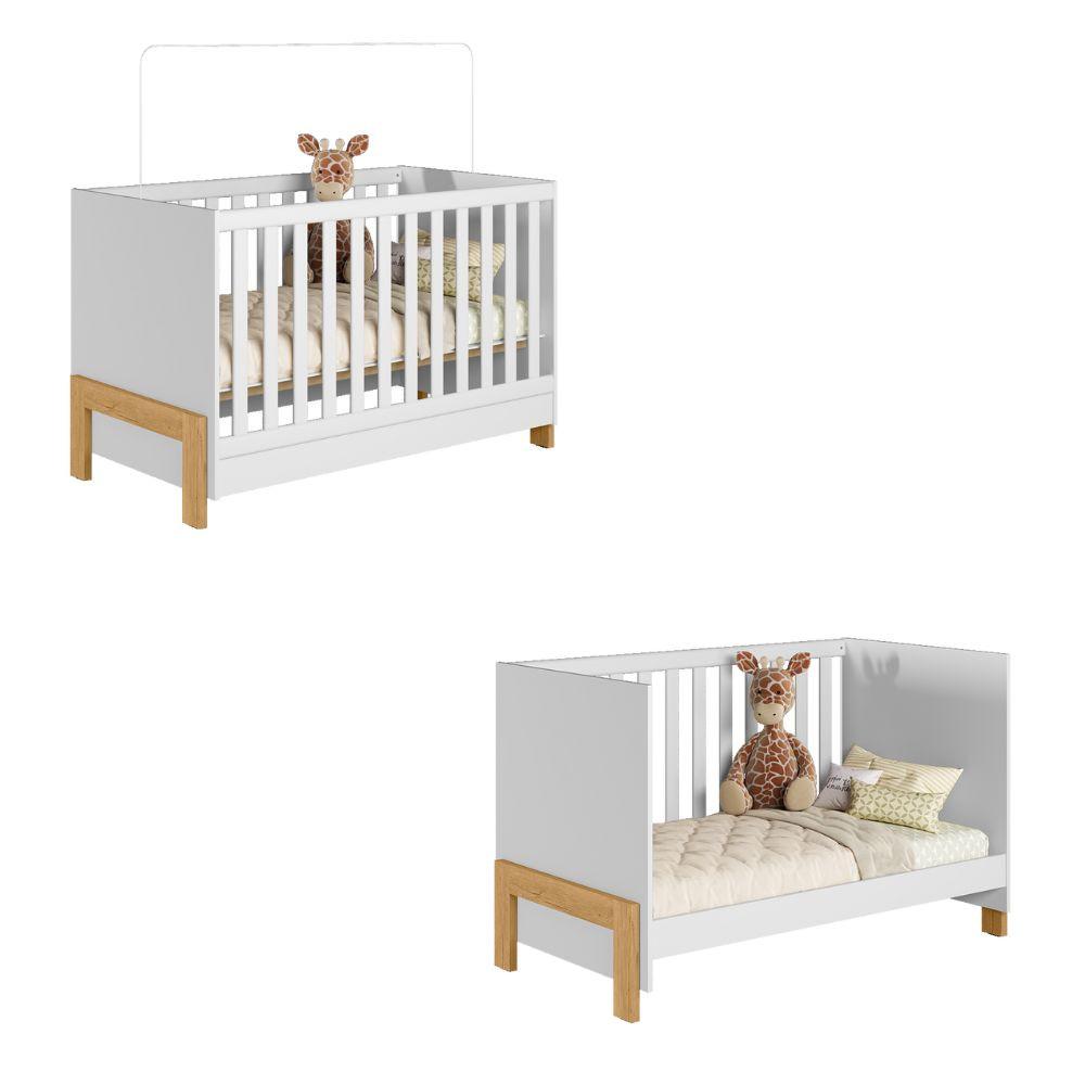 Quarto de Bebê Completo Berço mini cama Guarda Roupa e Cômoda Fantasia Qmovi - 4
