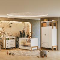 Quarto de Bebê Completo Berço mini cama Guarda Roupa e Cômoda Fantasia Qmovi - 1