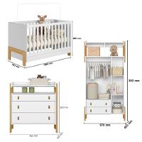 Quarto de Bebê Completo Berço mini cama Guarda Roupa e Cômoda Fantasia Qmovi - 3
