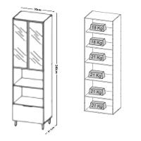 Paneleiro Torre Quente com Vidro 2 Portas 1 Gaveta Lumina Telasul - 2