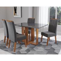 Conjunto Sala de Jantar Mesa Berlim com Tampo de Vidro 4 Cadeiras Safira Viero - 1