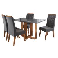Conjunto Sala de Jantar Mesa Berlim com Tampo de Vidro 4 Cadeiras Safira Viero - 2