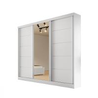 Guarda Roupa Casal com Espelho 3 Portas de Correr em MDF Capri Bianchi - 2