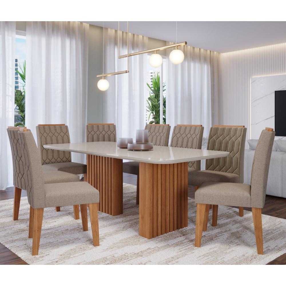 Conjunto Sala de Jantar Mesa 210cm Ester com 8 Cadeiras Carla Cimol - 1