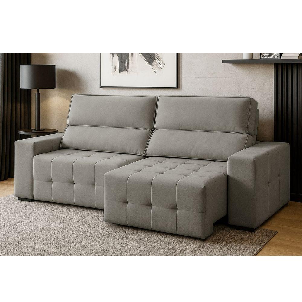 Sofá 3 Lugares Retrátil e Reclinável Veludo Village Ferguile - 1