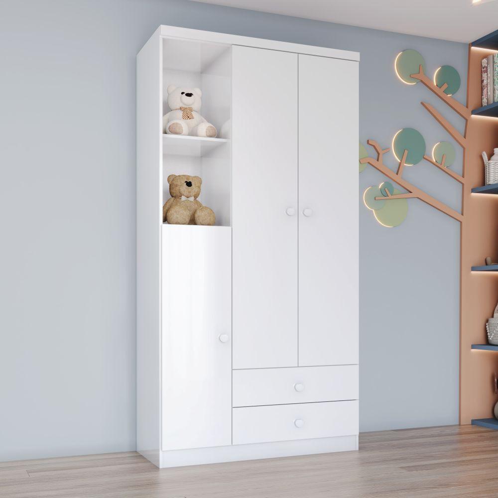 Guarda Roupa Infantil 3 Portas 2 Gavetas Bala de Menta IA110 Henn - 1