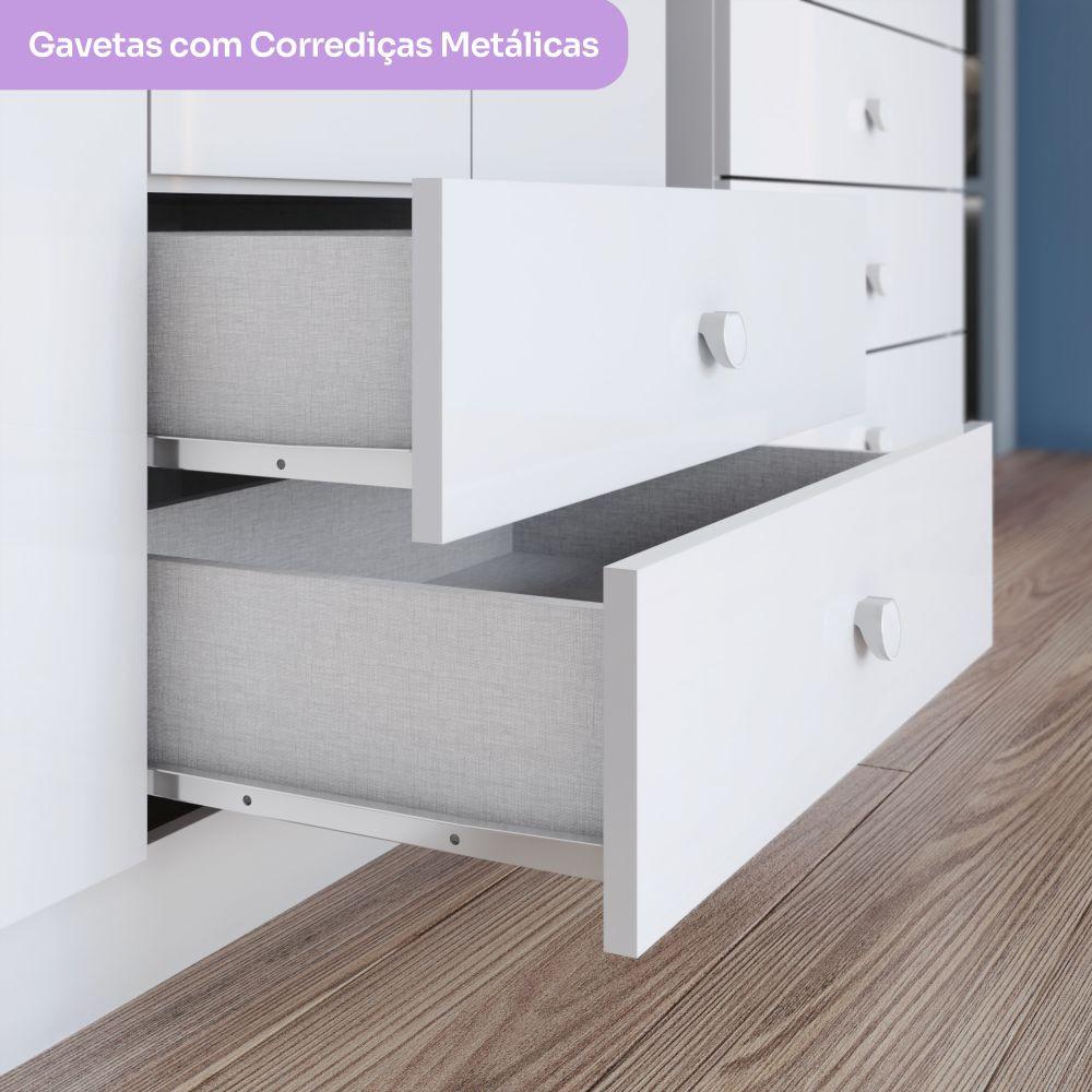 Guarda Roupa Infantil 3 Portas 2 Gavetas Bala de Menta IA110 Henn - 5