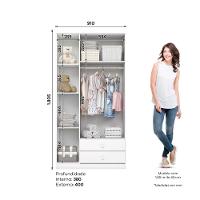 Guarda Roupa Infantil 3 Portas 2 Gavetas Bala de Menta IA110 Henn