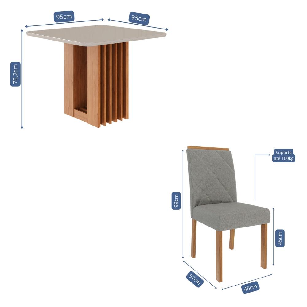 Conjunto Sala de Jantar Mesa Ariela com 4 Cadeira em MDF Clarice Cimol - 4
