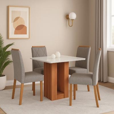 Conjunto Sala de Jantar Mesa Ariela com 4 Cadeira em MDF Clarice Cimol