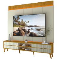 Rack com Painel para TV até 75 Polegadas com LED 4 Gavetas MDF Ripado com Pés em Madeira Magnífico Gelius - 2