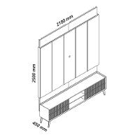 Rack com Painel para TV até 75 Polegadas com LED 4 Gavetas MDF Ripado com Pés em Madeira Magnífico Gelius