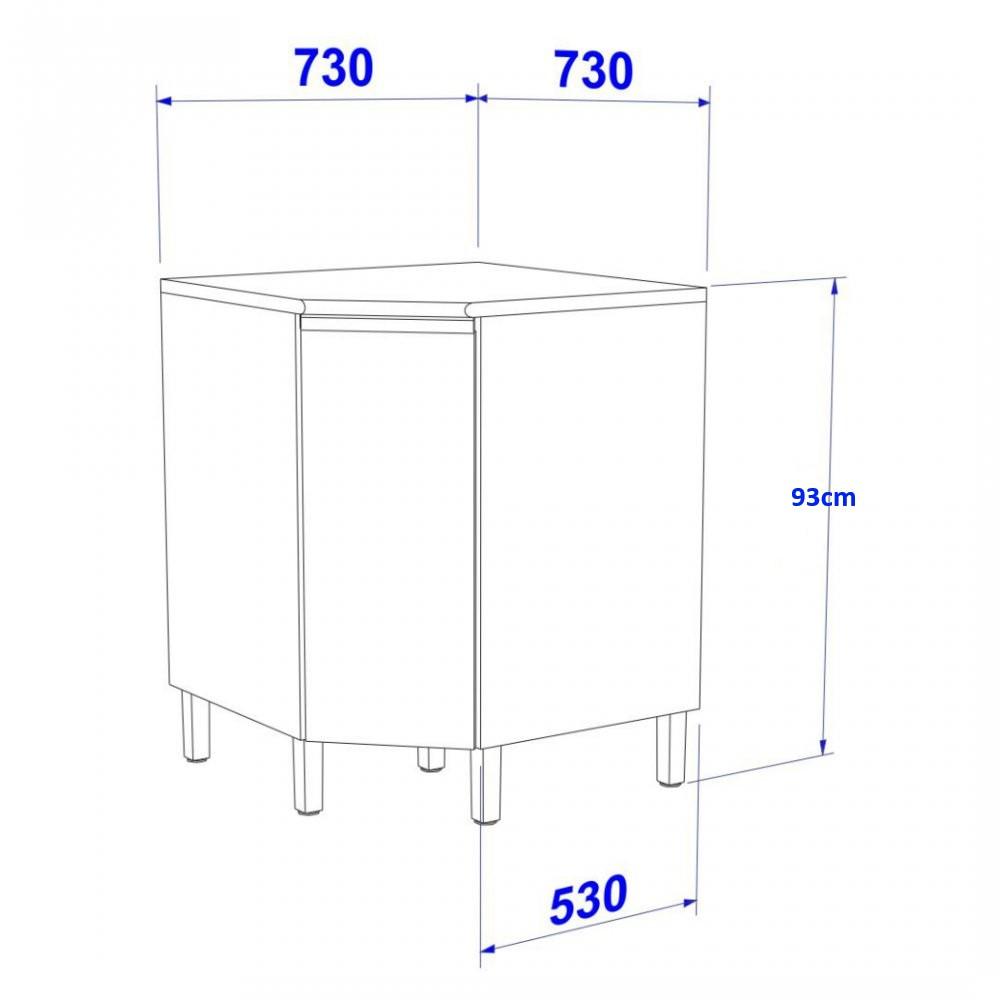 Balcão de Canto Oblíquo1 Porta com Tampo Star Indekes - 4