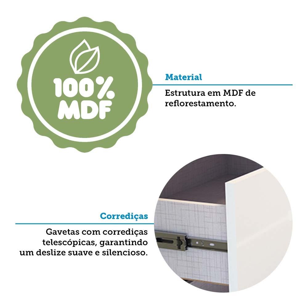 Quarto de Bebê com 2 Berço Mini Cama Guarda Roupa 3 Porta 2 Gavetas com Janela Popy Retrô Peroba - 8