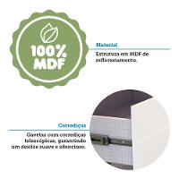 Quarto de Bebê com 2 Berço Mini Cama Guarda Roupa 3 Porta 2 Gavetas com Janela Popy Retrô Peroba - 8