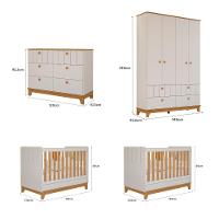 Quarto Bebê Gêmeos com 2 Berços Mini Cama Cômoda  e Guarda Roupa Liza Permobili - 3