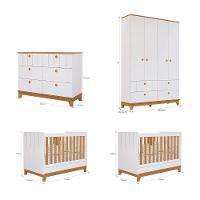 Quarto Bebê Gêmeos com 2 Berços Mini Cama Cômoda  e Guarda Roupa Liza Permobili - 3