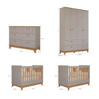 Quarto Bebê Gêmeos com 2 Berços Mini Cama Cômoda  e Guarda Roupa Liza Permobili - 3