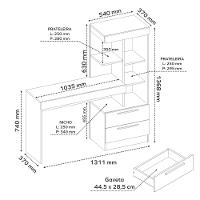 Conjunto Escritório com Escrivaninha NT2010 e Armário com Chave 56118 Notável Móveis - 3