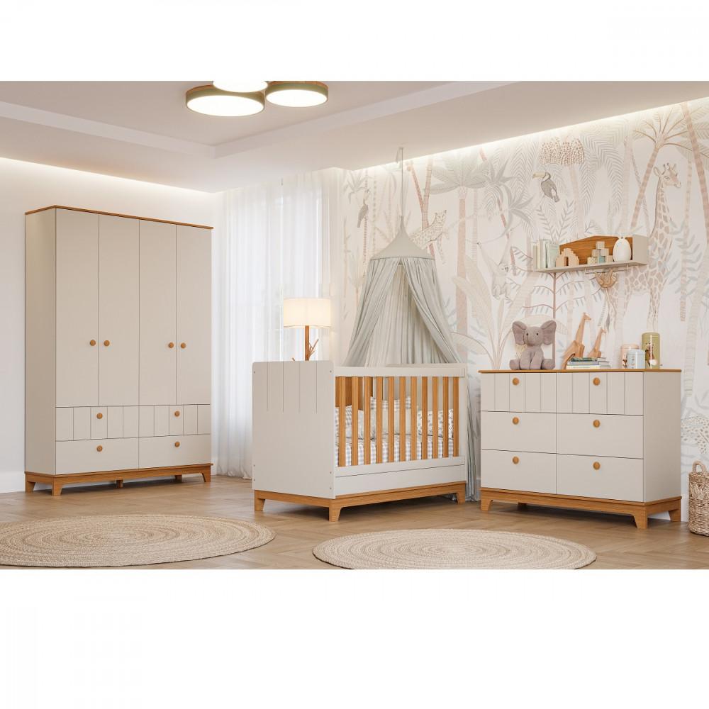 Quarto de Bebê Completo com Guarda Roupa Cômoda Berço e Colchão Liza Permobili - 4