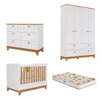 Quarto de Bebê Completo com Guarda Roupa Cômoda Berço e Colchão Liza Permobili - 1