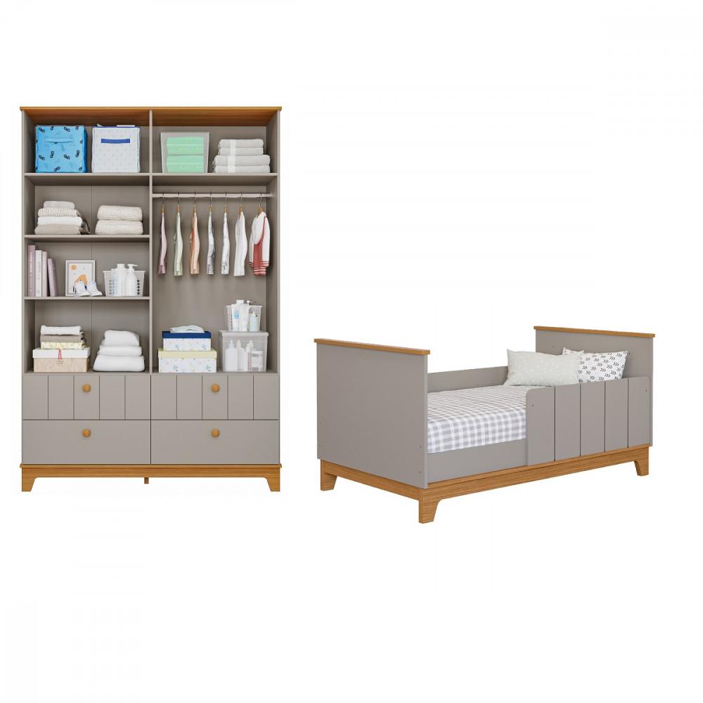 Quarto de Bebê Completo com Guarda Roupa Cômoda Berço e Colchão Liza Permobili - 3