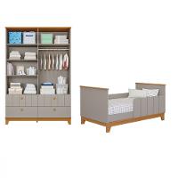 Quarto de Bebê Completo com Guarda Roupa Cômoda Berço e Colchão Liza Permobili - 3