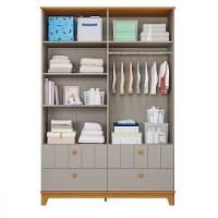 Quarto Bebê Gêmeos com 2 Berços Mini Cama e Guarda Roupa 4 portas Liza Permobili