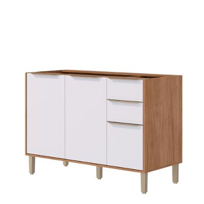 Balcão de Pia 3 Portas 2 Gavetas 120cm sem Pia 100 MDF Diva MGM Móveis