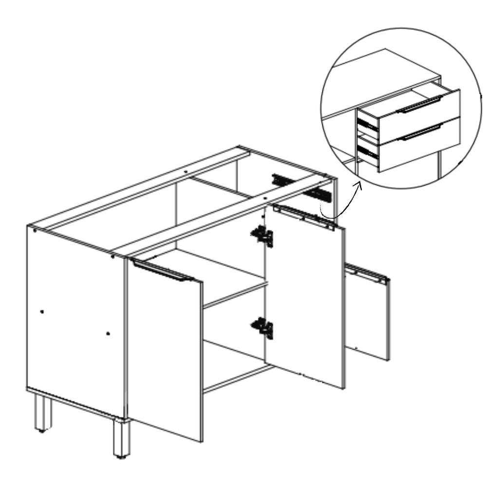 Balcão de Pia 3 Portas 2 Gavetas 120cm sem Pia 100 MDF Diva MGM Móveis - 2