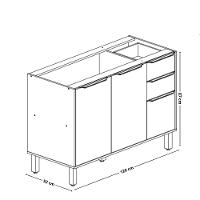 Balcão de Pia 3 Portas 2 Gavetas 120cm sem Pia 100 MDF Diva MGM Móveis - 3