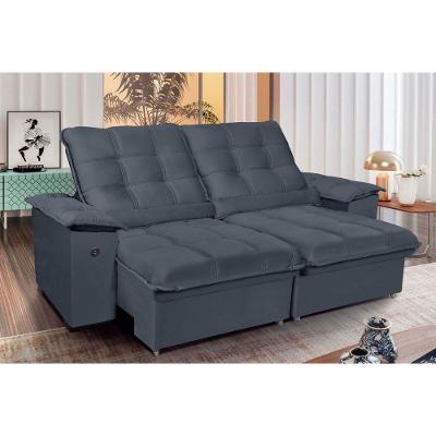 Sofá 4 Lugares Retrátil Reclinável 290cm com USB Veludo Canadá Requinte