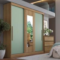 Guarda Roupa Solteiro com Espelho 3 Portas de Correr Vision GlassTHB - 1