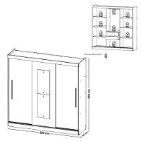 Guarda Roupa Solteiro com Espelho 3 Portas de Correr Vision GlassTHB - 4