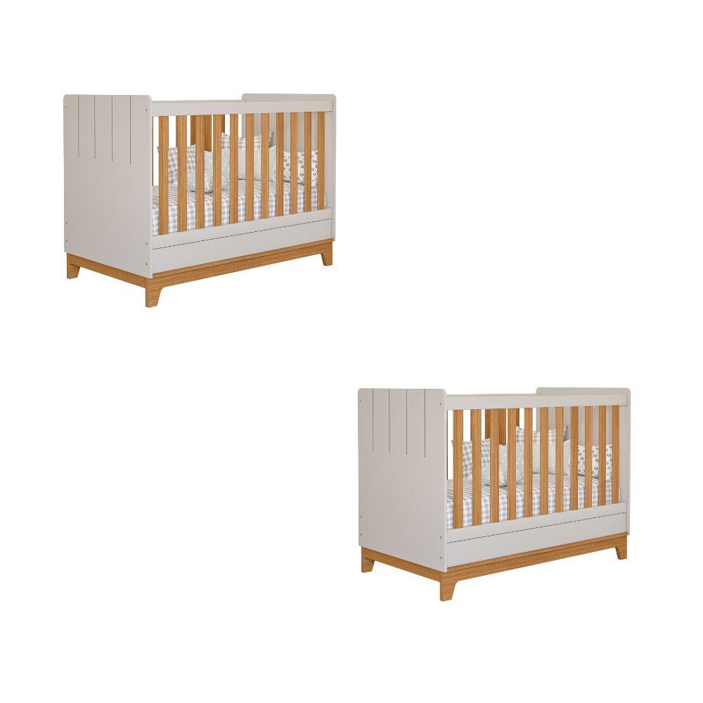 Quarto Bebê Gêmeos com 2 Berços Mini Cama Liza Permobili - 2