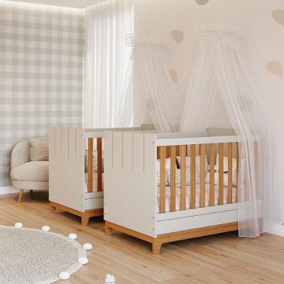 Quarto Bebê Gêmeos com 2 Berços Mini Cama Liza Permobili