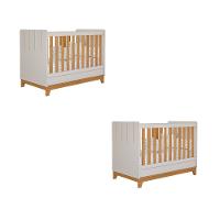 Quarto Bebê Gêmeos com 2 Berços Mini Cama Liza Permobili - 2