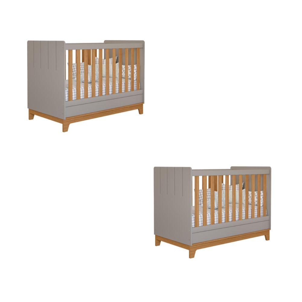 Quarto Bebê Gêmeos com 2 Berços Mini Cama Liza Permobili - 2