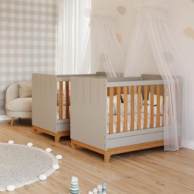 Quarto Bebê Gêmeos com 2 Berços Mini Cama Liza Permobili