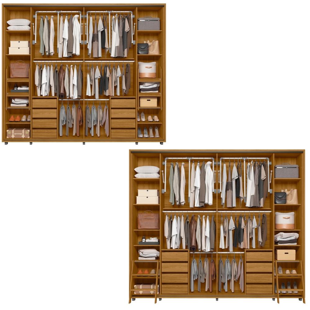 Guarda Roupa Casal Ripado em MDF 2 Portas de Correr com Espelhos e Pés Dali Madetec - 3