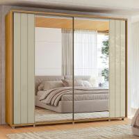 Guarda Roupa Casal Ripado em MDF 2 Portas de Correr com Espelhos e Pés Dali Madetec - 1