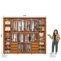 Guarda Roupa Casal Ripado em MDF 2 Portas de Correr com Espelhos e Pés Dali Madetec