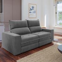 Sofá 3 Lugares Retrátil Reclinável 180cm Suede Buzios Flash Estofados - 1