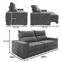 Sofá 3 Lugares Retrátil Reclinável 180cm Suede Buzios Flash Estofados