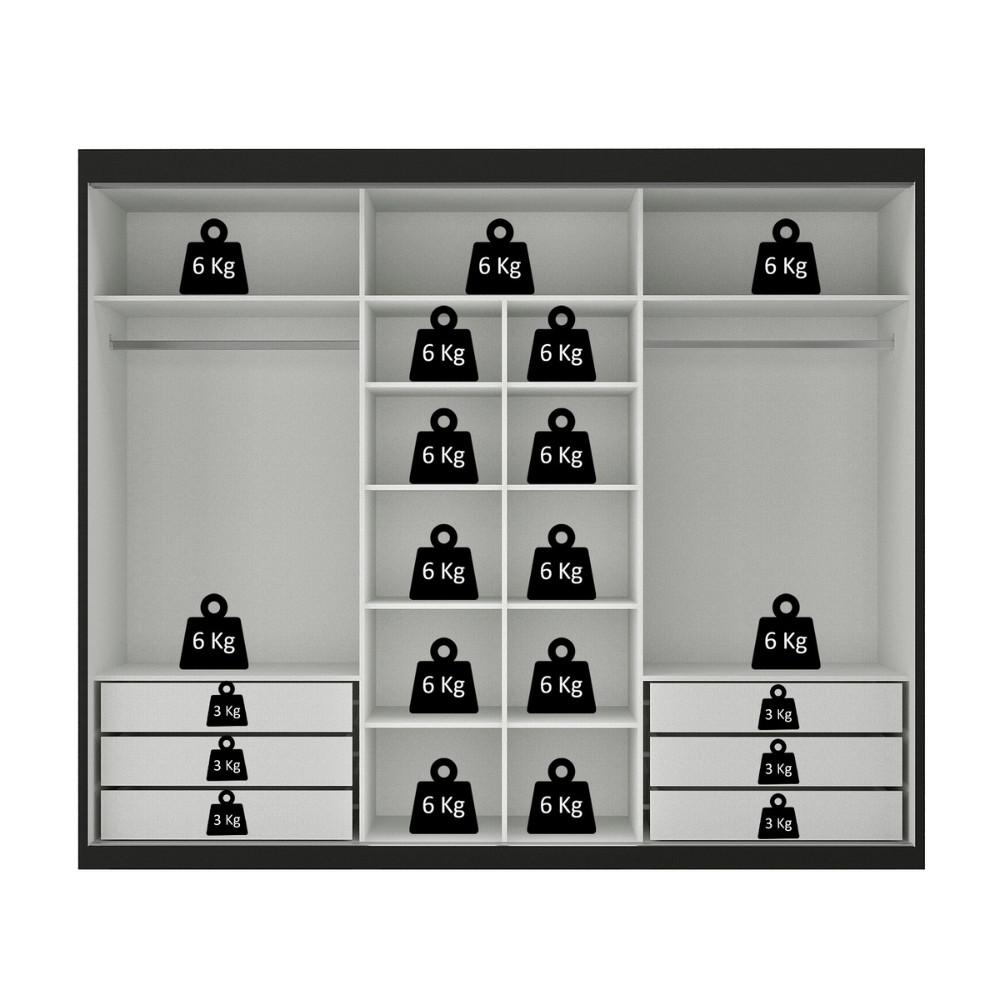 Guarda Roupa Casal 3 Portas de Correr Senna Maxel Móveis - 4