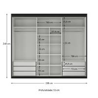Guarda Roupa Casal 3 Portas de Correr Senna Maxel Móveis - 3