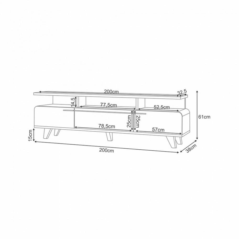 Rack para TV até 70 Polegadas 3 Portas com Pés de Madeira Essenza HB Móveis - 3